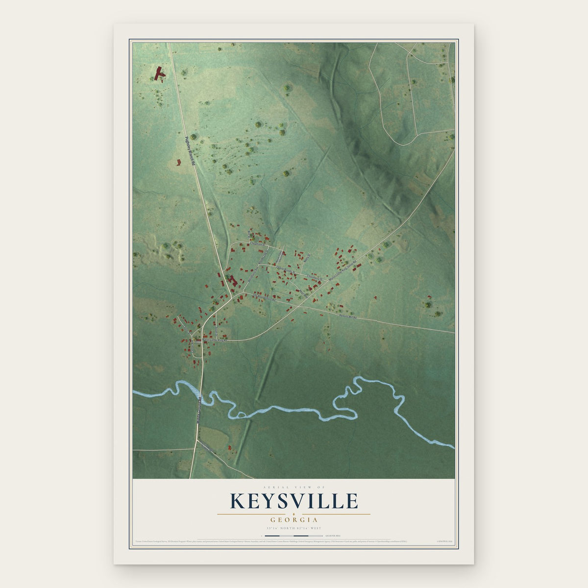 Keysville, Georgia map print, the full design