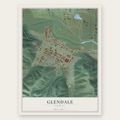 Glendale, Oregon map print, the full design