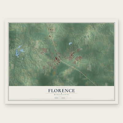 Florence, Mississippi map print, the full design