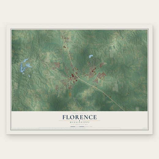 Florence, Mississippi map print, the full design