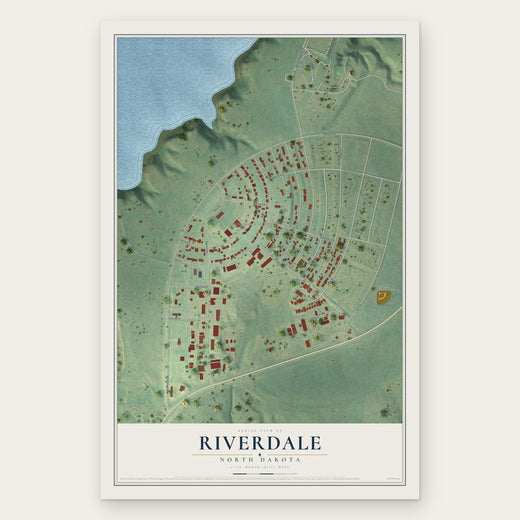 Riverdale, North Dakota map print, the full design