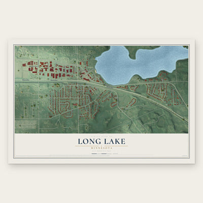 Long Lake, Minnesota map print, the full design