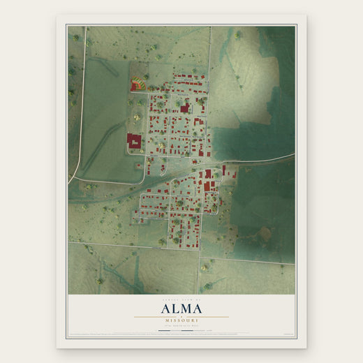 Alma, Missouri map print, the full design