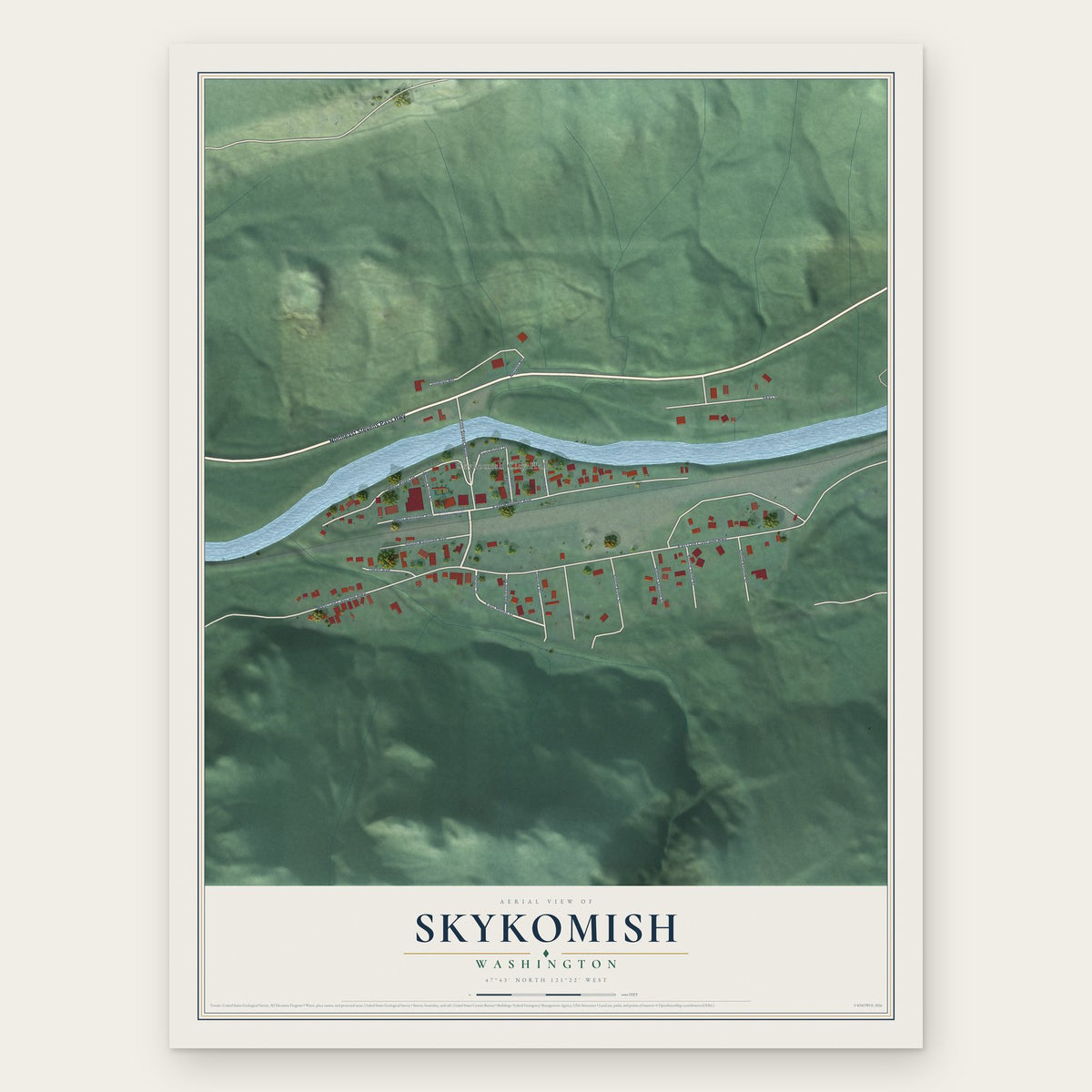 Skykomish, Washington map print, the full design
