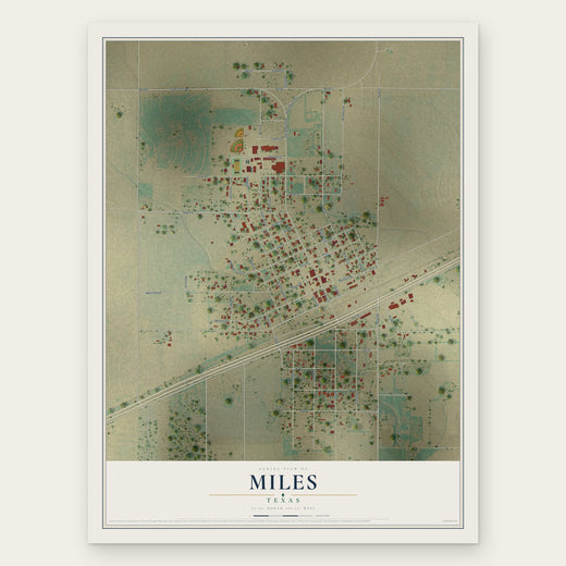 Miles, Texas map print, the full design