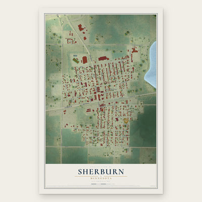 Sherburn, Minnesota map print, the full design