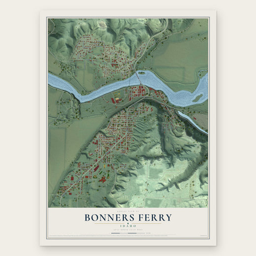 Bonners Ferry, Idaho map print, the full design