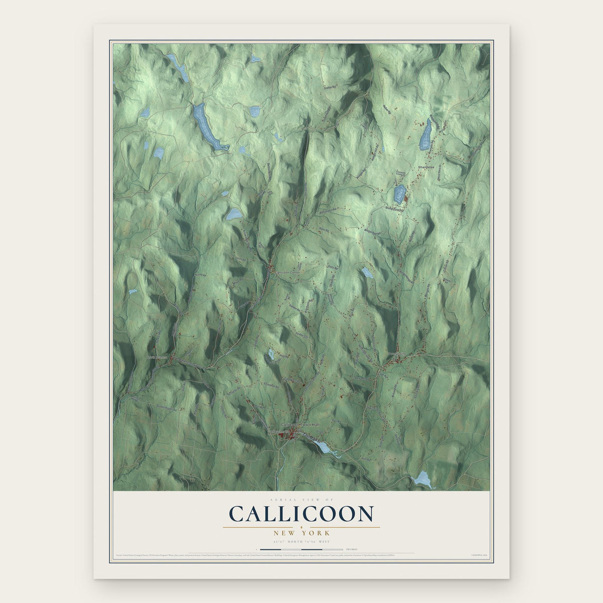Callicoon, New York map print, the full design