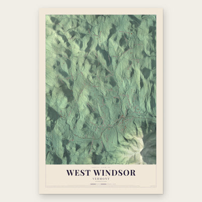 West Windsor, Vermont map print, the full design