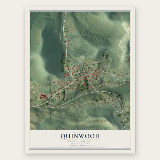 Quinwood, West Virginia map print, the full design