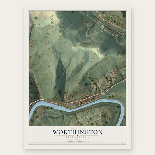 Worthington, West Virginia map print, the full design