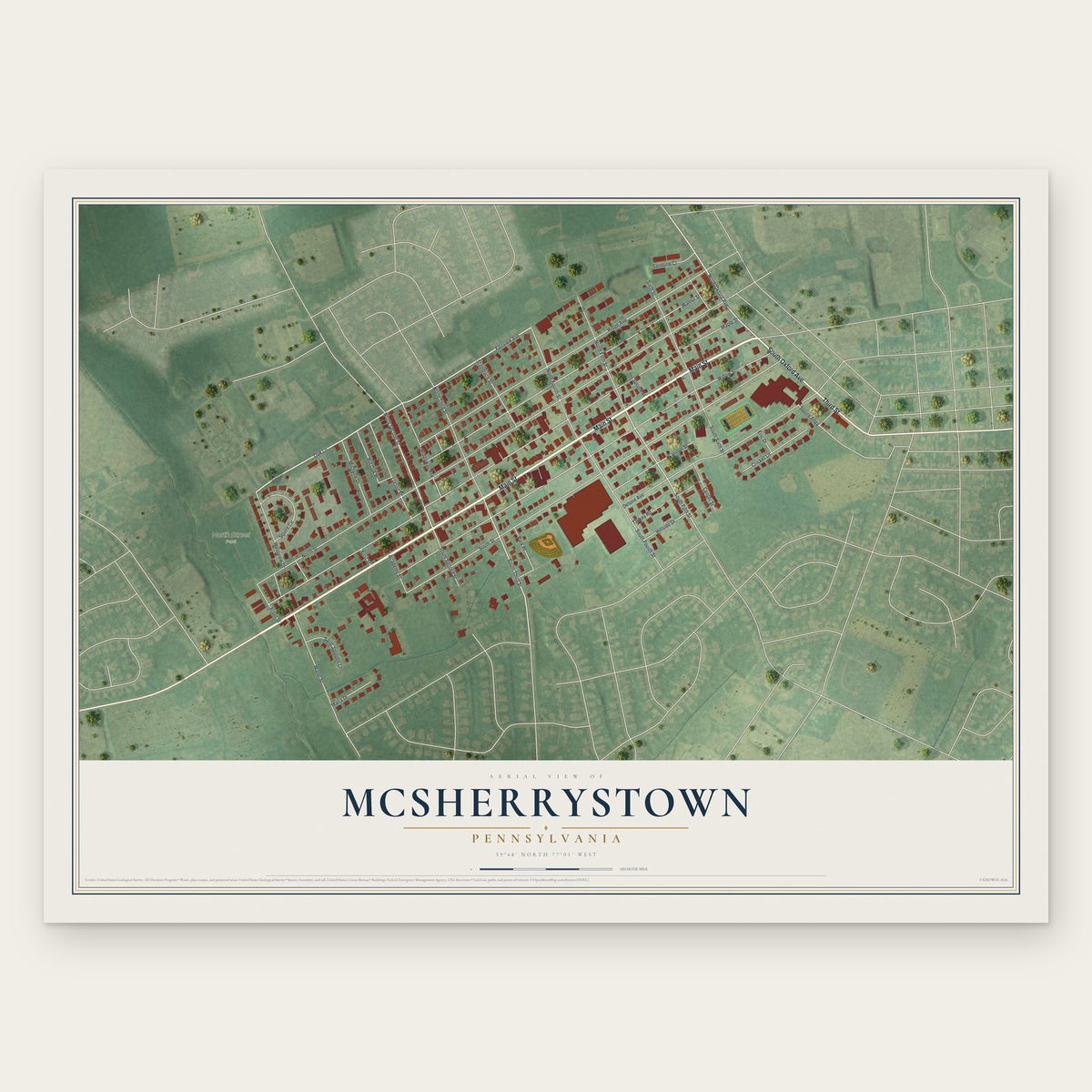 McSherrystown, Pennsylvania map print, the full design