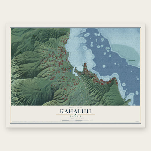Kahaluu, Hawaii map print, the full design