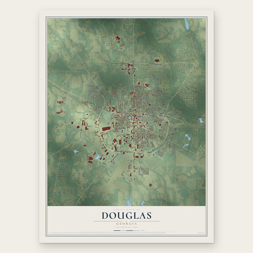 Douglas, Georgia map print, the full design