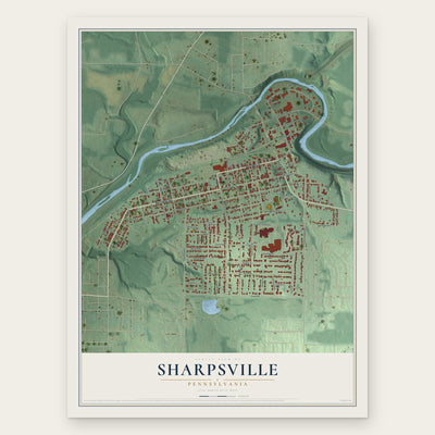 Sharpsville, Pennsylvania map print, the full design