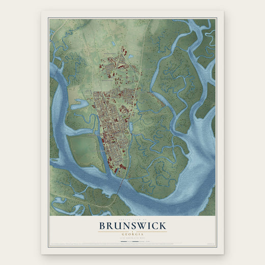 Brunswick, Georgia map print, the full design