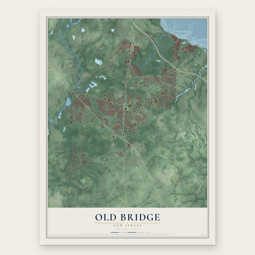 Old Bridge, New Jersey map print, the full design