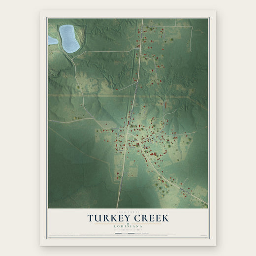 Turkey Creek, Louisiana map print, the full design