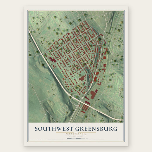 Southwest Greensburg, Pennsylvania map print, the full design