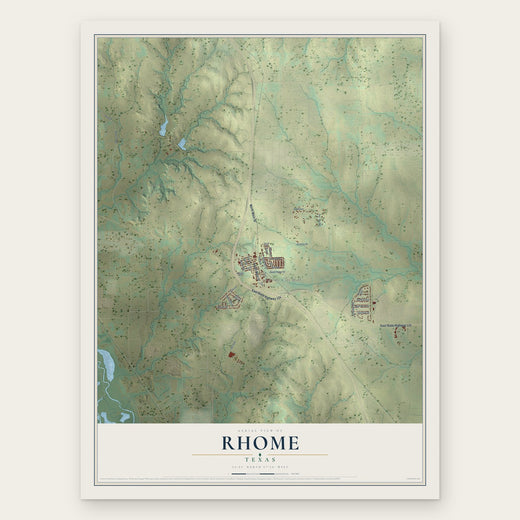 Rhome, Texas map print, the full design