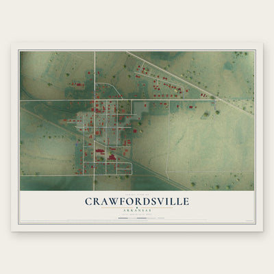 Crawfordsville, Arkansas map print, the full design