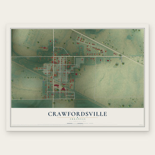 Crawfordsville, Arkansas map print, the full design