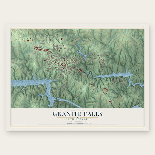 Granite Falls, North Carolina map print, the full design