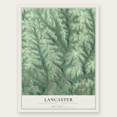 Lancaster, Butler County, Pennsylvania map print, the full design