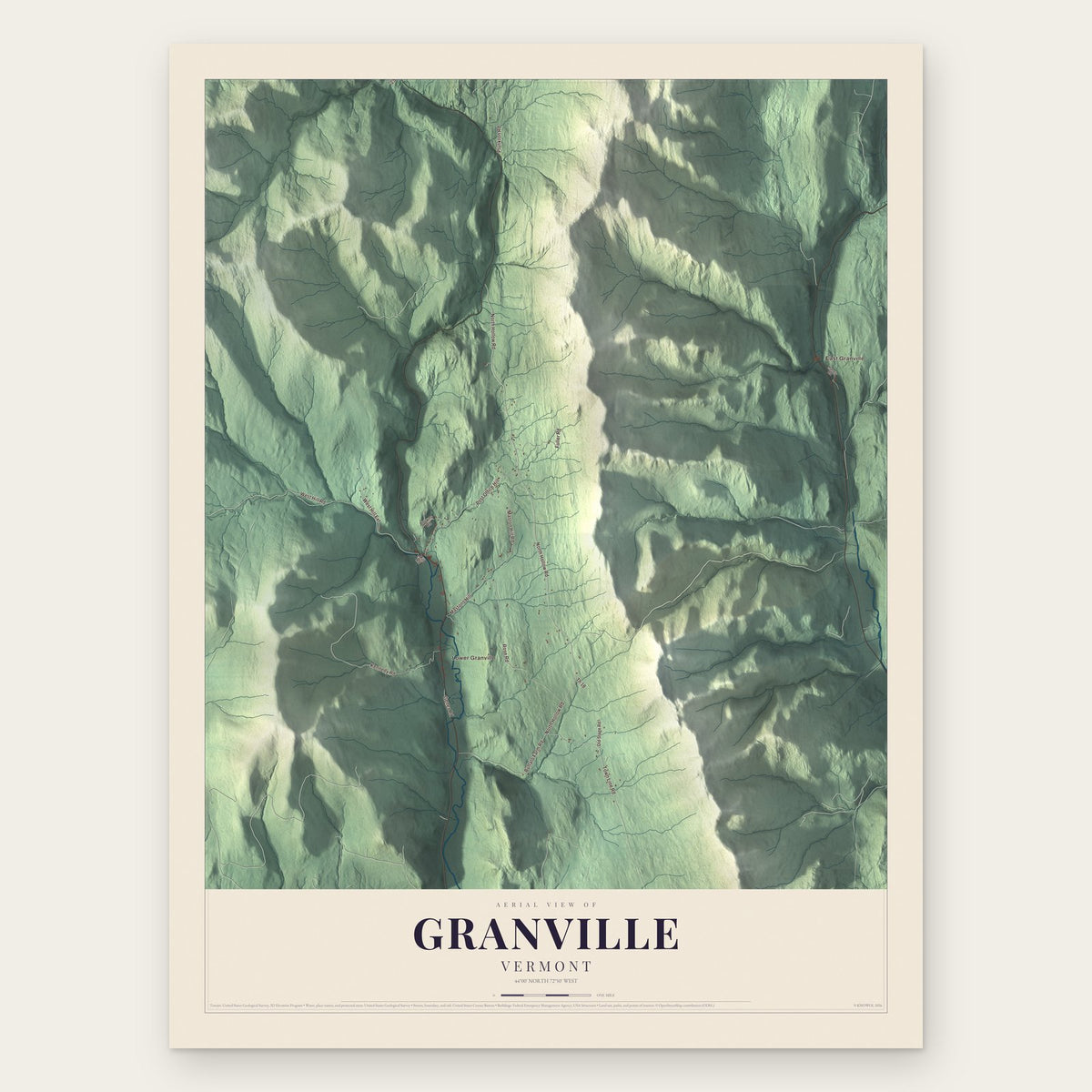 Granville, Vermont map print, the full design