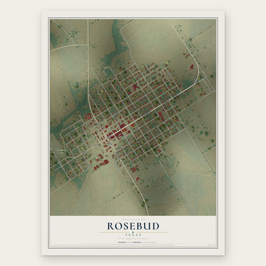 Rosebud, Texas map print, the full design