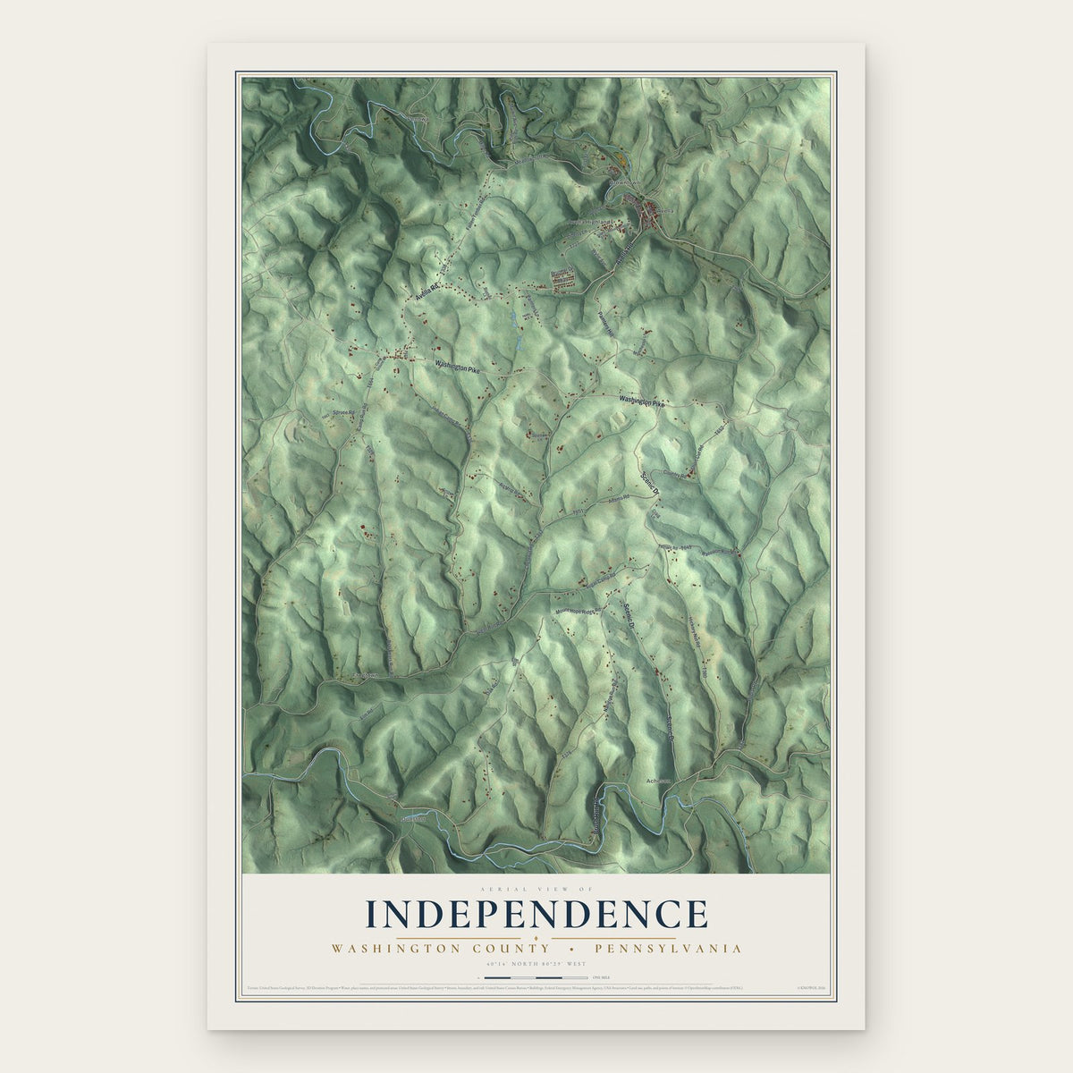 Independence, Washington County, Pennsylvania map print, the full design
