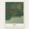 Huey, Illinois map print, the full design