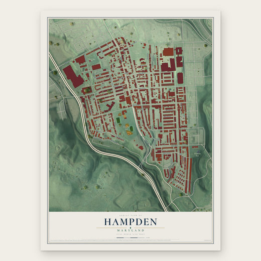 Hampden, Maryland map print, the full design