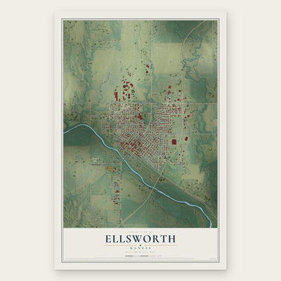 Ellsworth, Kansas map print, the full design