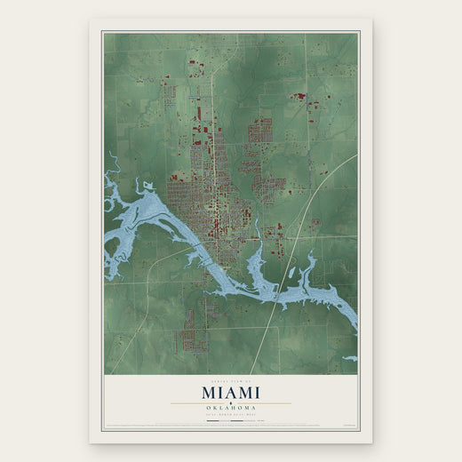 Miami, Oklahoma map print, the full design