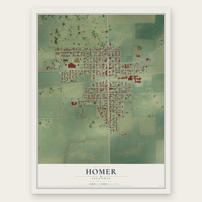Homer, Illinois map print, the full design