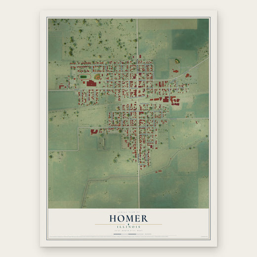 Homer, Illinois map print, the full design