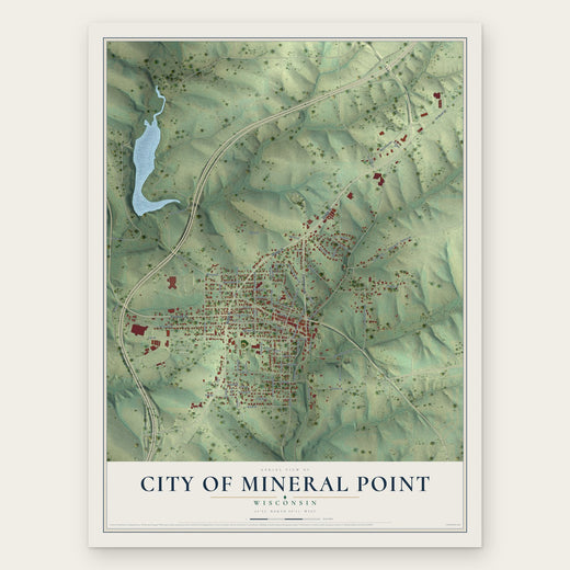 Mineral Point, Wisconsin map print, the full design
