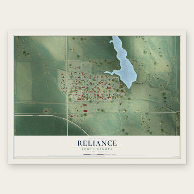 Reliance, South Dakota map print, the full design