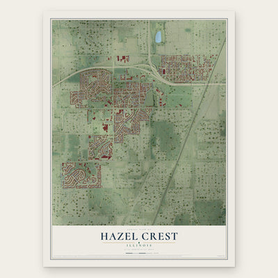 Hazel Crest, Illinois map print, the full design