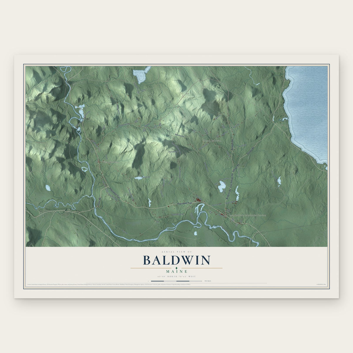 Baldwin, Maine map print, the full design