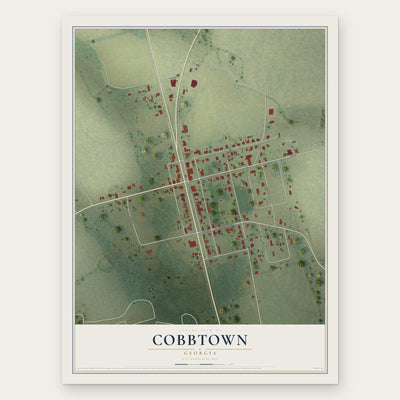 Cobbtown, Georgia map print, the full design