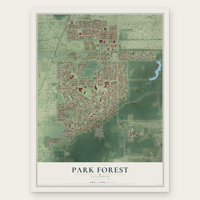 Park Forest, Illinois map print, the full design