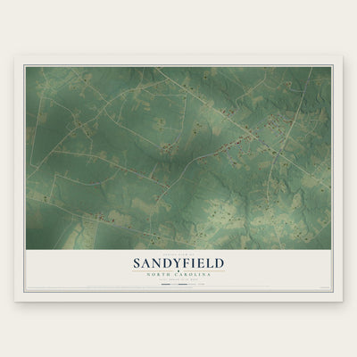 Sandyfield, North Carolina map print, the full design