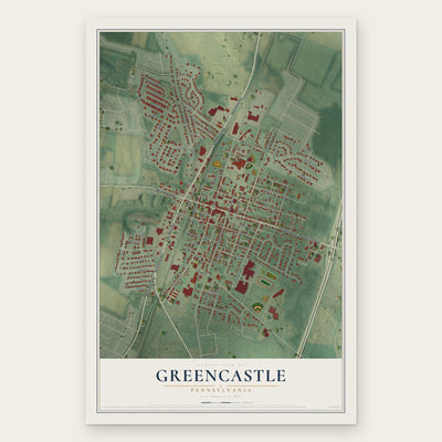 Greencastle, Pennsylvania map print, the full design