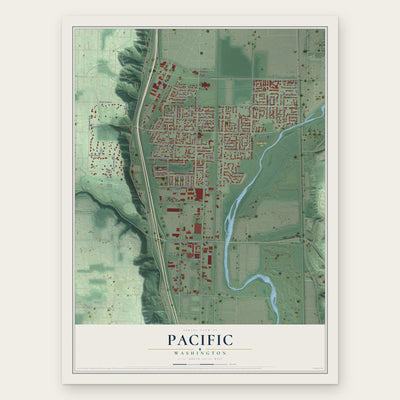 Pacific, Washington map print, the full design