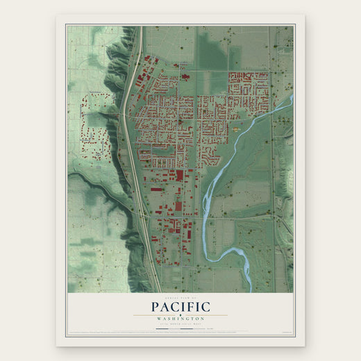 Pacific, Washington map print, the full design