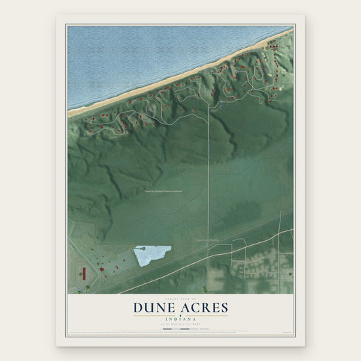 Dune Acres, Indiana map print, the full design