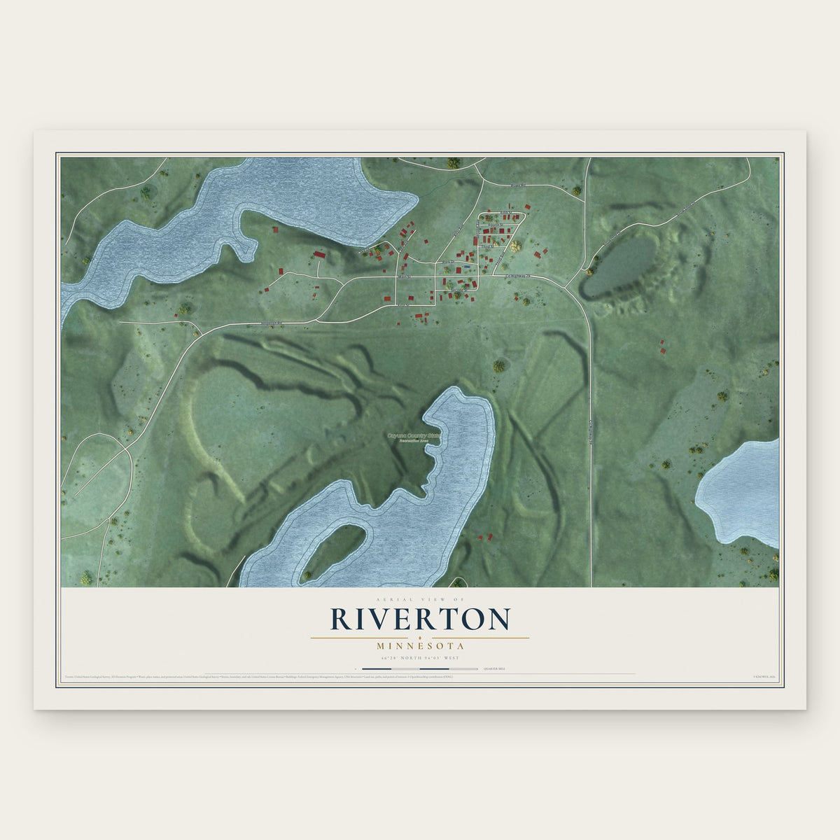Riverton, Minnesota map print, the full design