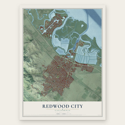 Redwood City, California map print, the full design